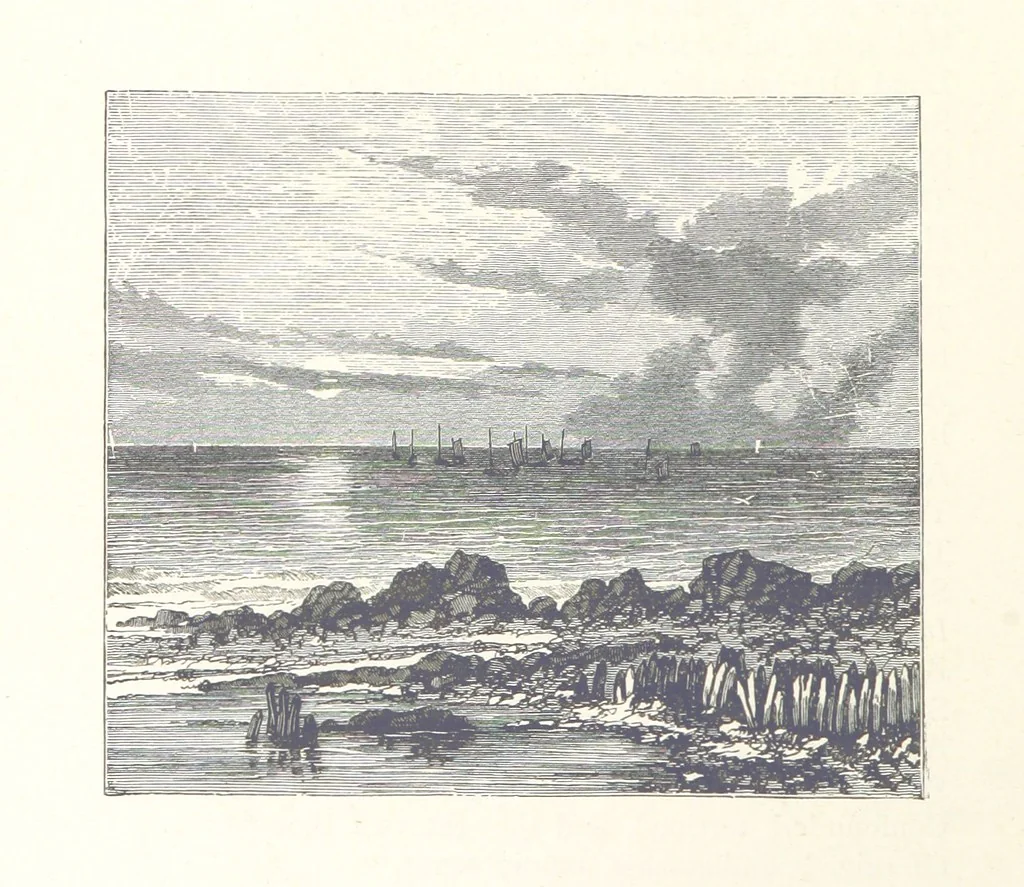 An illustration from Sea Pictures, drawn with pen and pencil, 1882, leaf 62