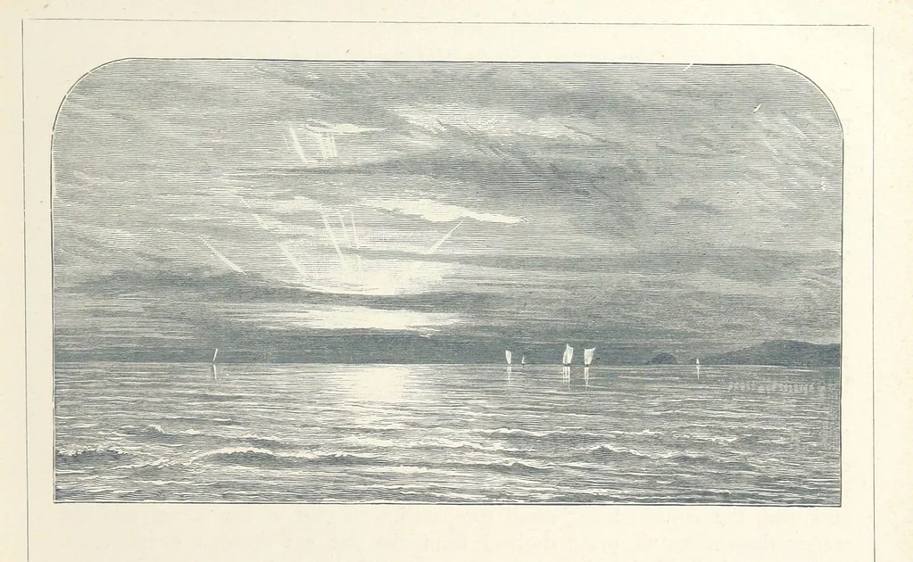 An illustration from Sea Pictures, drawn with pen and pencil, 1882, leaf 65