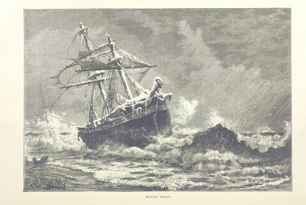 An illustration from Sea Pictures, drawn with pen and pencil, 1882, leaf 94