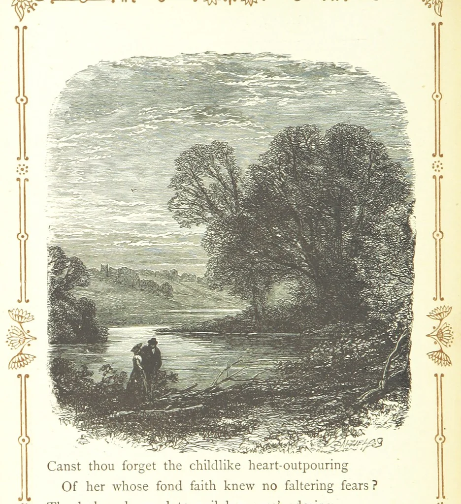 An illustration from The home affections pourtrayed by the poets. Selected and edited by Charles Mackay. Illustrated with ... engravings ... by eminent artists, and engraved by the Brothers Dalziel, 1883, leaf 100