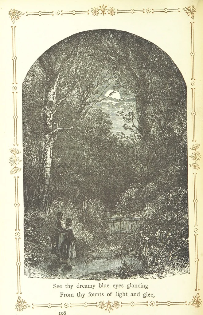An illustration from The home affections pourtrayed by the poets. Selected and edited by Charles Mackay. Illustrated with ... engravings ... by eminent artists, and engraved by the Brothers Dalziel, 1883, leaf 108