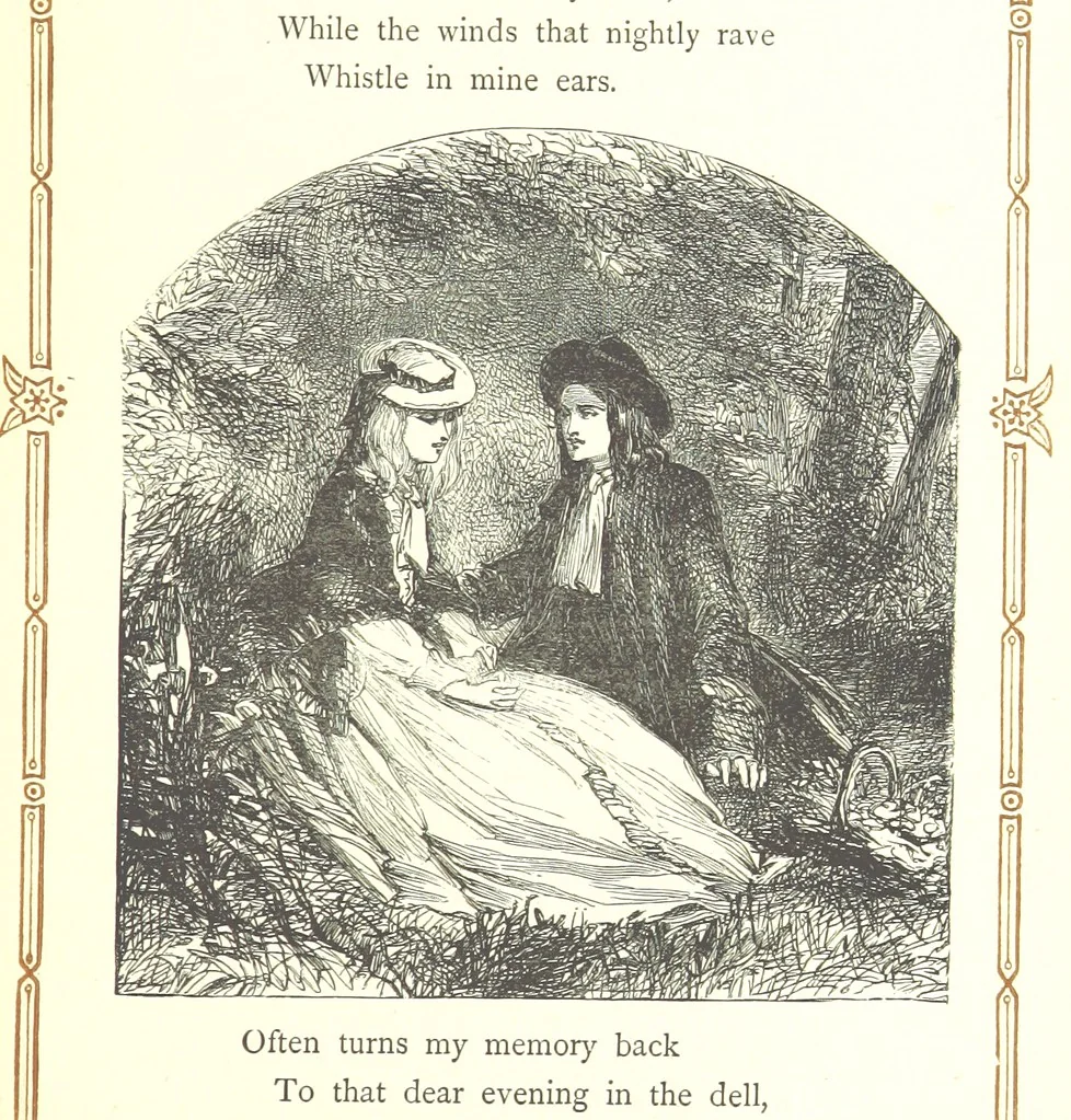 An illustration from The home affections pourtrayed by the poets. Selected and edited by Charles Mackay. Illustrated with ... engravings ... by eminent artists, and engraved by the Brothers Dalziel, 1883, leaf 111