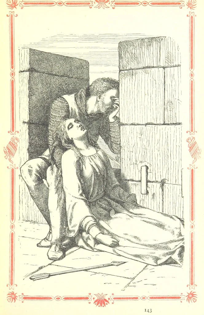 An illustration from The home affections pourtrayed by the poets. Selected and edited by Charles Mackay. Illustrated with ... engravings ... by eminent artists, and engraved by the Brothers Dalziel, 1883, leaf 145