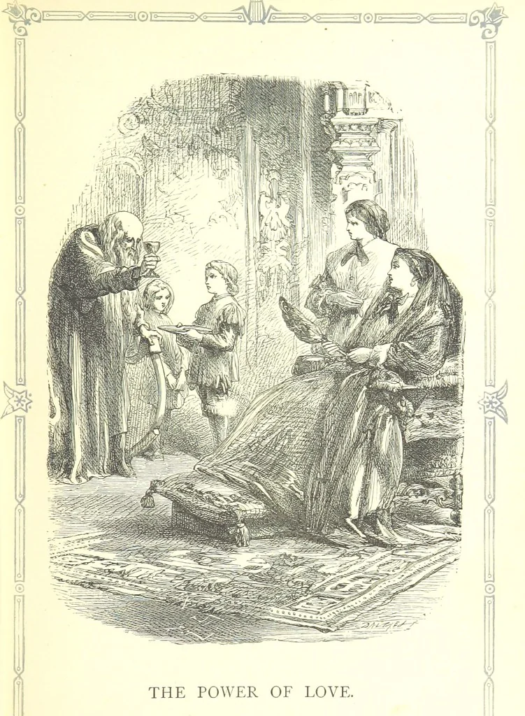An illustration from The home affections pourtrayed by the poets. Selected and edited by Charles Mackay. Illustrated with ... engravings ... by eminent artists, and engraved by the Brothers Dalziel, 1883, leaf 19