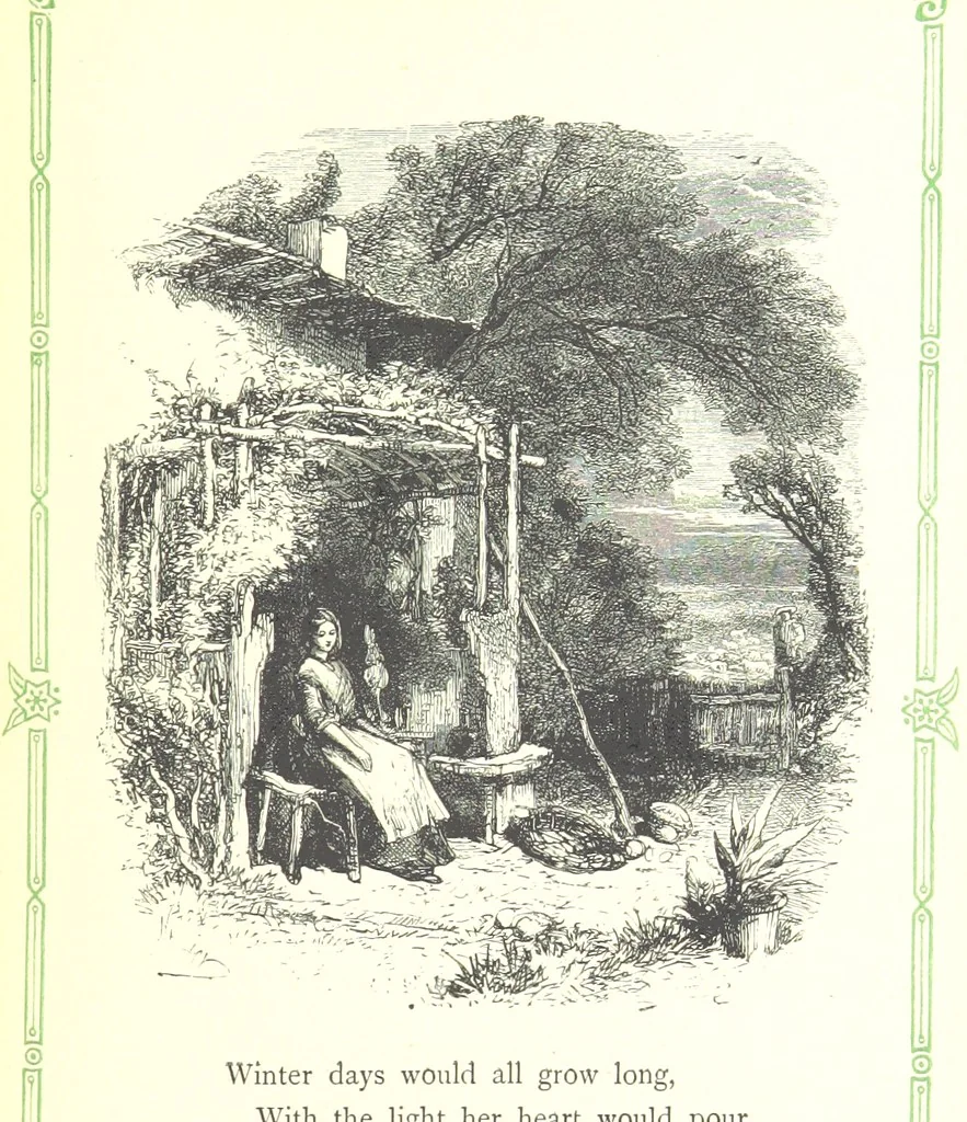 An illustration from The home affections pourtrayed by the poets. Selected and edited by Charles Mackay. Illustrated with ... engravings ... by eminent artists, and engraved by the Brothers Dalziel, 1883, leaf 191