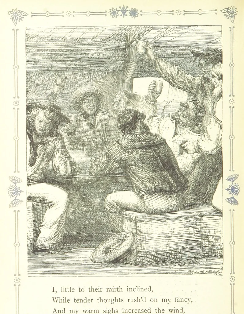 An illustration from The home affections pourtrayed by the poets. Selected and edited by Charles Mackay. Illustrated with ... engravings ... by eminent artists, and engraved by the Brothers Dalziel, 1883, leaf 216