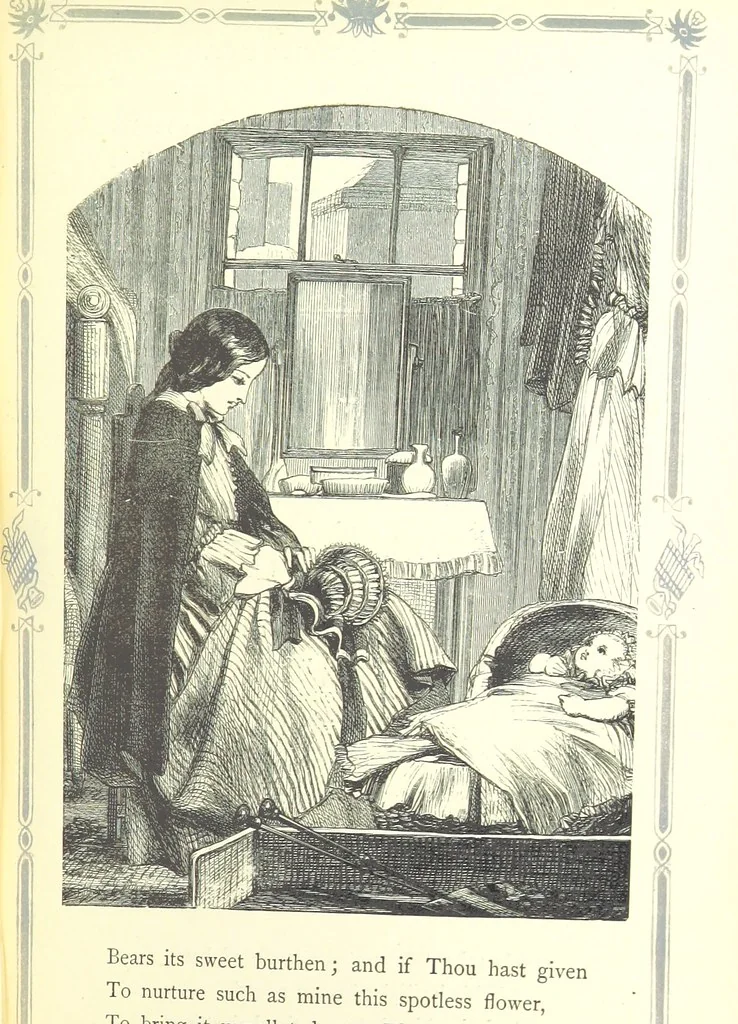 An illustration from The home affections pourtrayed by the poets. Selected and edited by Charles Mackay. Illustrated with ... engravings ... by eminent artists, and engraved by the Brothers Dalziel, 1883, leaf 289
