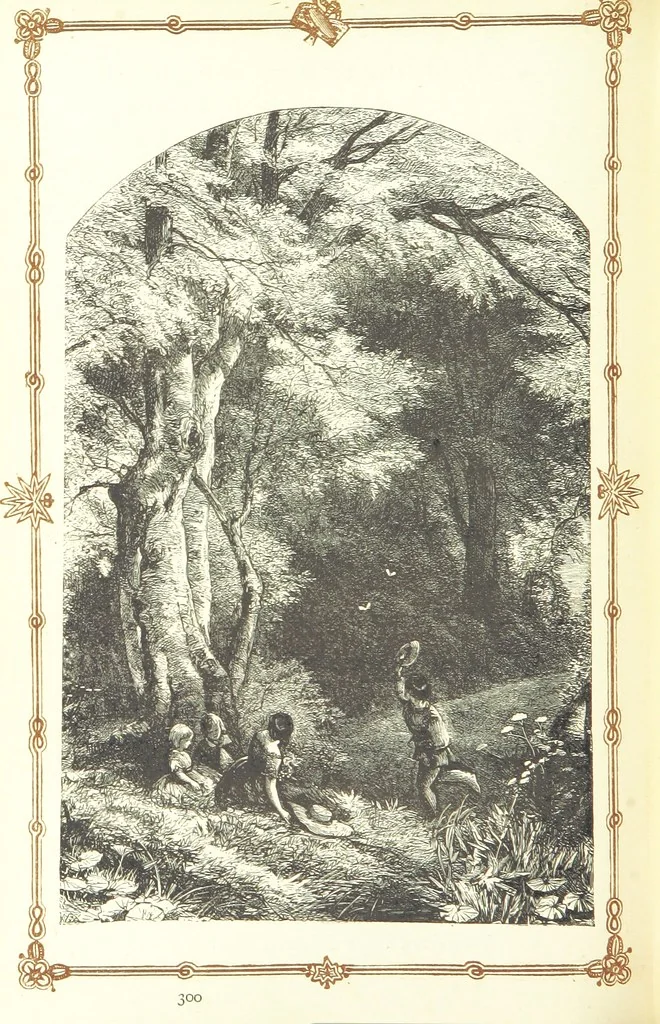An illustration from The home affections pourtrayed by the poets. Selected and edited by Charles Mackay. Illustrated with ... engravings ... by eminent artists, and engraved by the Brothers Dalziel, 1883, leaf 302