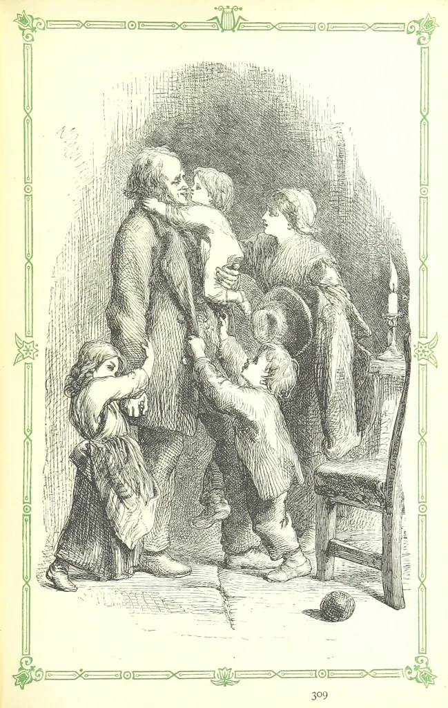 An illustration from The home affections pourtrayed by the poets. Selected and edited by Charles Mackay. Illustrated with ... engravings ... by eminent artists, and engraved by the Brothers Dalziel, 1883, leaf 311