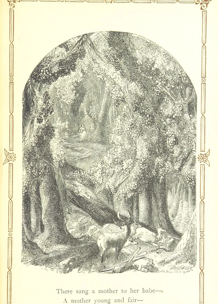 An illustration from The home affections pourtrayed by the poets. Selected and edited by Charles Mackay. Illustrated with ... engravings ... by eminent artists, and engraved by the Brothers Dalziel, 1883, leaf 355