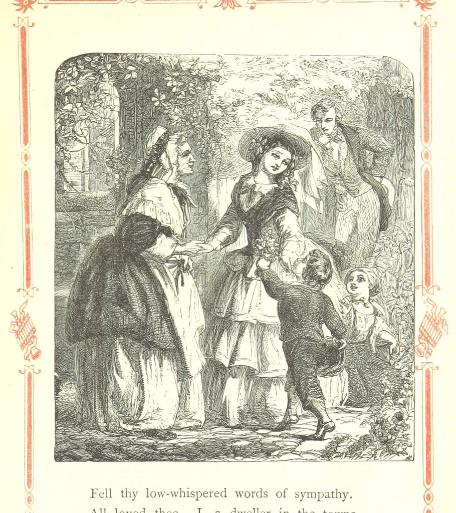 An illustration from The home affections pourtrayed by the poets. Selected and edited by Charles Mackay. Illustrated with ... engravings ... by eminent artists, and engraved by the Brothers Dalziel, 1883, leaf 393