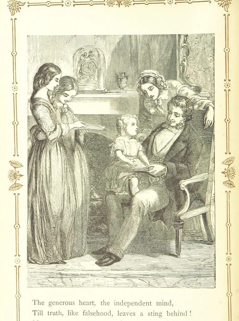 An illustration from The home affections pourtrayed by the poets. Selected and edited by Charles Mackay. Illustrated with ... engravings ... by eminent artists, and engraved by the Brothers Dalziel, 1883, leaf 40