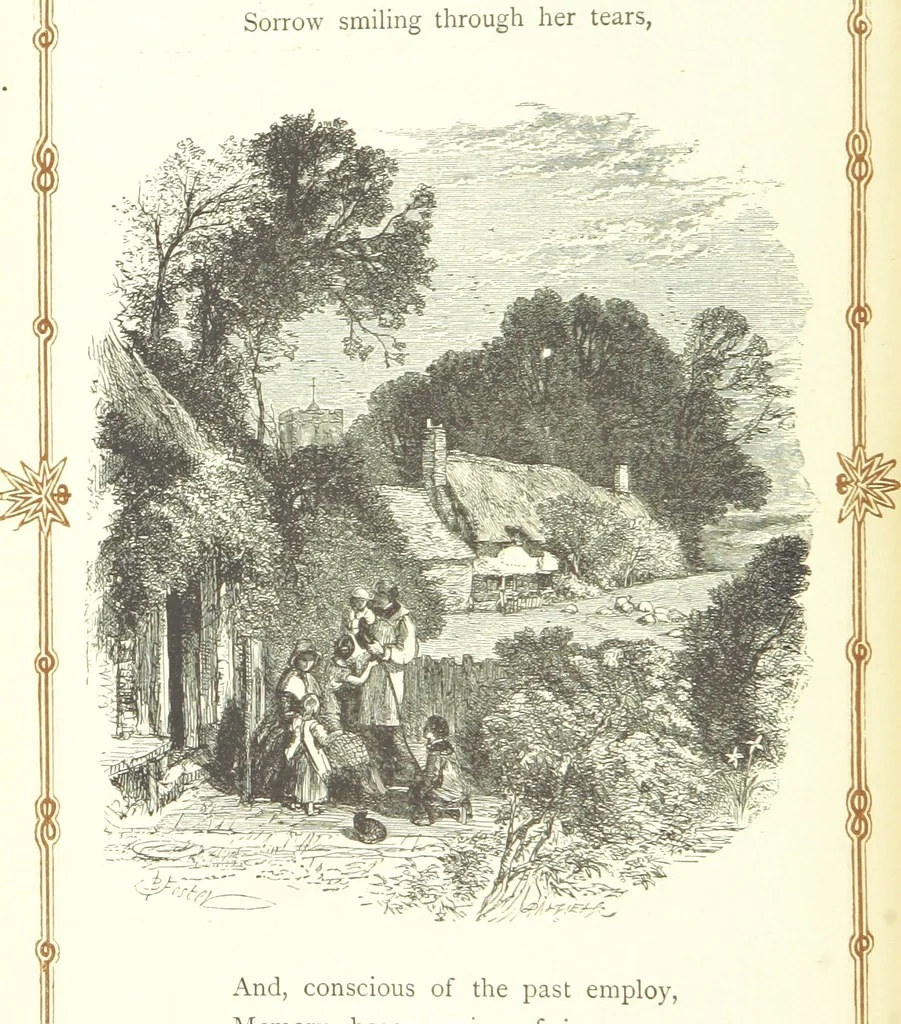 An illustration from The home affections pourtrayed by the poets. Selected and edited by Charles Mackay. Illustrated with ... engravings ... by eminent artists, and engraved by the Brothers Dalziel, 1883, leaf 42