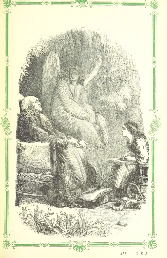 An illustration from The home affections pourtrayed by the poets. Selected and edited by Charles Mackay. Illustrated with ... engravings ... by eminent artists, and engraved by the Brothers Dalziel, 1883, leaf 437