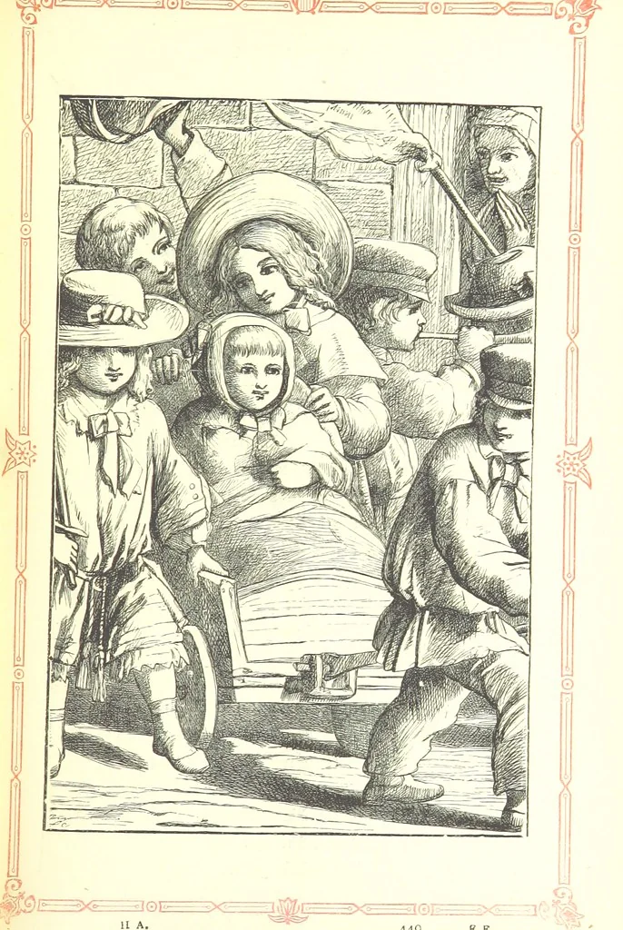 An illustration from The home affections pourtrayed by the poets. Selected and edited by Charles Mackay. Illustrated with ... engravings ... by eminent artists, and engraved by the Brothers Dalziel, 1883, leaf 451