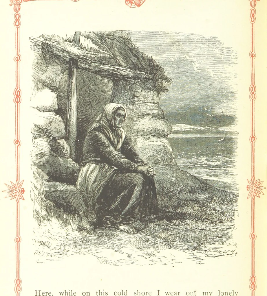 An illustration from The home affections pourtrayed by the poets. Selected and edited by Charles Mackay. Illustrated with ... engravings ... by eminent artists, and engraved by the Brothers Dalziel, 1883, leaf 454