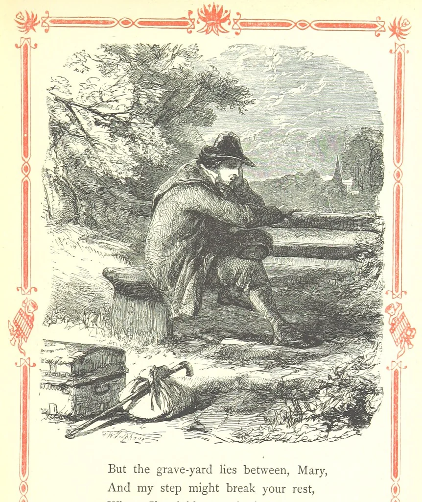 An illustration from The home affections pourtrayed by the poets. Selected and edited by Charles Mackay. Illustrated with ... engravings ... by eminent artists, and engraved by the Brothers Dalziel, 1883, leaf 77