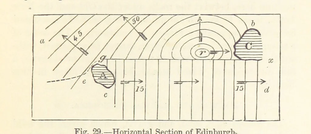An illustration from A sketch of the Geology of Fife and the Lothians, including detailed descriptions of Arthur's Seat and Pentland Hills, 1866, leaf 107