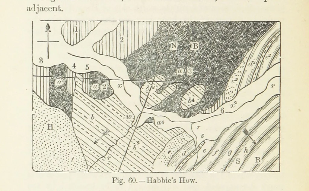 An illustration from A sketch of the Geology of Fife and the Lothians, including detailed descriptions of Arthur's Seat and Pentland Hills, 1866, leaf 224