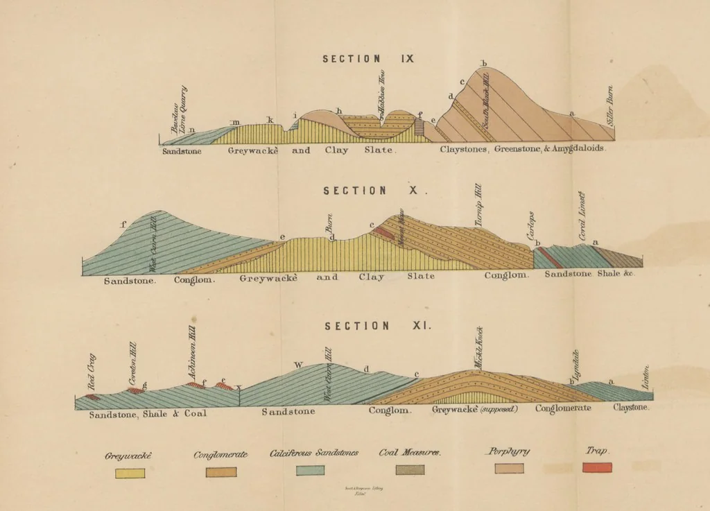 An illustration from A sketch of the Geology of Fife and the Lothians, including detailed descriptions of Arthur's Seat and Pentland Hills, 1866, leaf 353