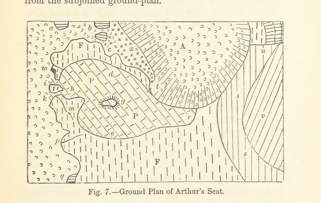 An illustration from A sketch of the Geology of Fife and the Lothians, including detailed descriptions of Arthur's Seat and Pentland Hills, 1866, leaf 43
