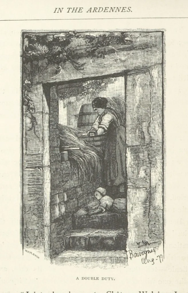 An illustration from In the Ardennes ... With ... illustrations by T. R. Macquoid, 1881, leaf 88