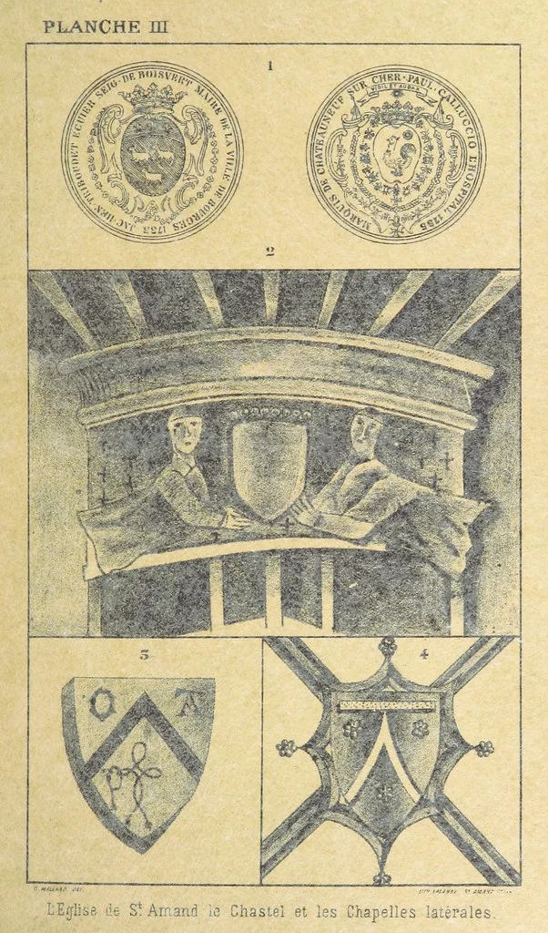 An illustration from Histoire des deux villes de Saint-Amand et du Château de Montrond ... Publiée par les soins de ... C. L. Gustave Mallard. Avec une préface de l'Abbé S. Clément. [With plates, 1895, leaf 99