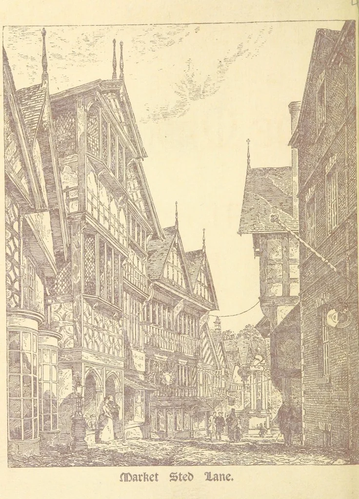 An illustration from A Booke of Olde Manchester and Salford. By Alfred Darbyshire ... Edited with an introduction by George Milner. [With illustrations, 1887, leaf 10