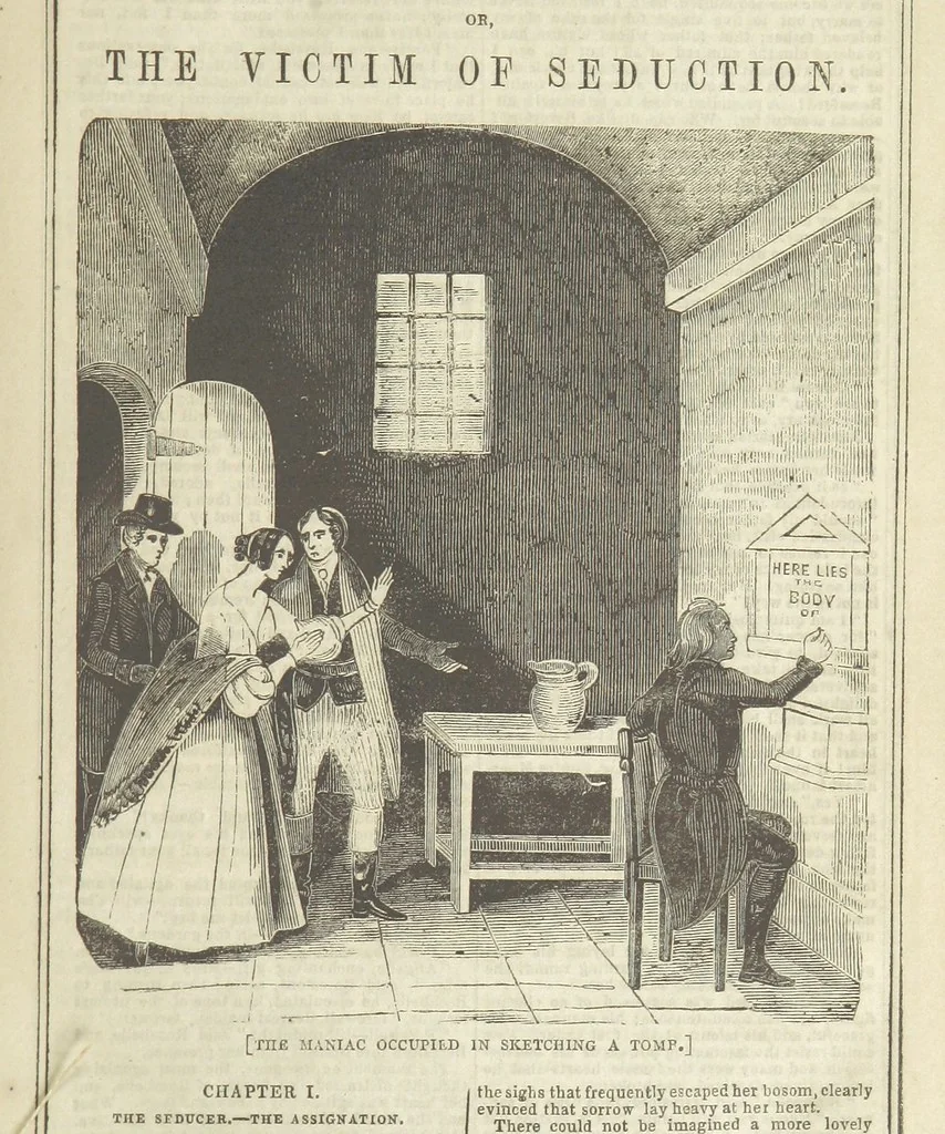 An illustration from The Maniac Father, or the Victim of seduction; a romance of deep interest; by the author of “Ela the outcast” [i.e. T. P. Prest], etc, 1850, leaf 11