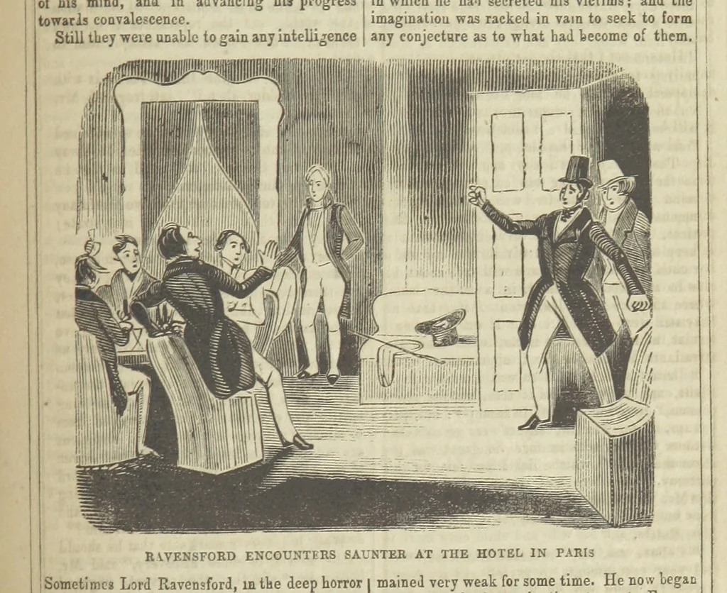 An illustration from The Maniac Father, or the Victim of seduction; a romance of deep interest; by the author of “Ela the outcast” [i.e. T. P. Prest], etc, 1850, leaf 187