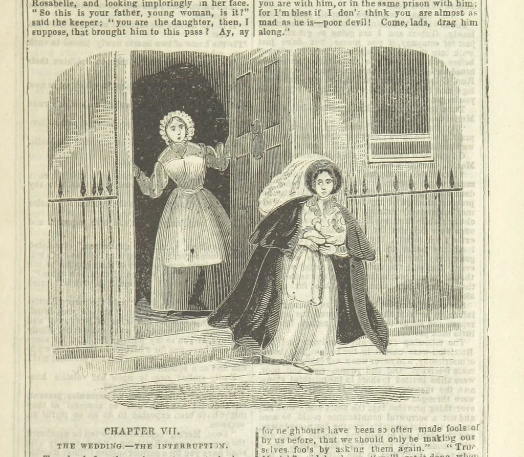 An illustration from The Maniac Father, or the Victim of seduction; a romance of deep interest; by the author of “Ela the outcast” [i.e. T. P. Prest], etc, 1850, leaf 27