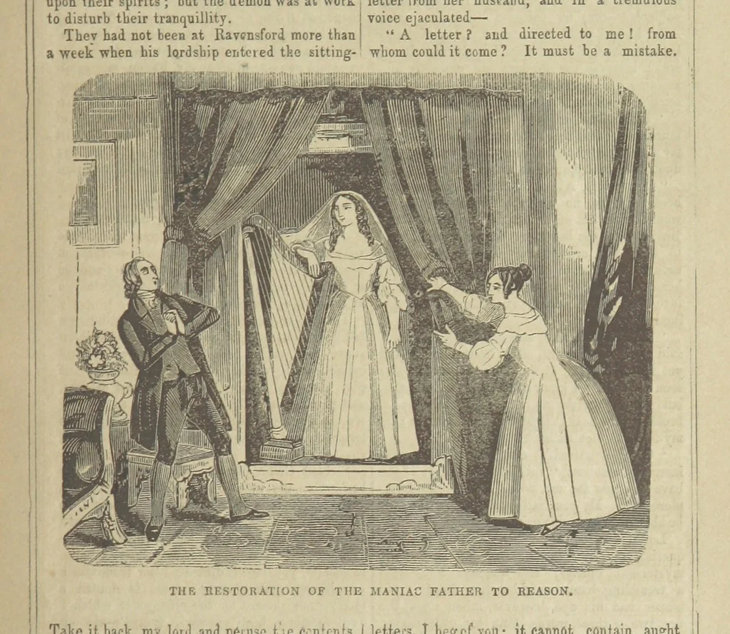 An illustration from The Maniac Father, or the Victim of seduction; a romance of deep interest; by the author of “Ela the outcast” [i.e. T. P. Prest], etc, 1850, leaf 67
