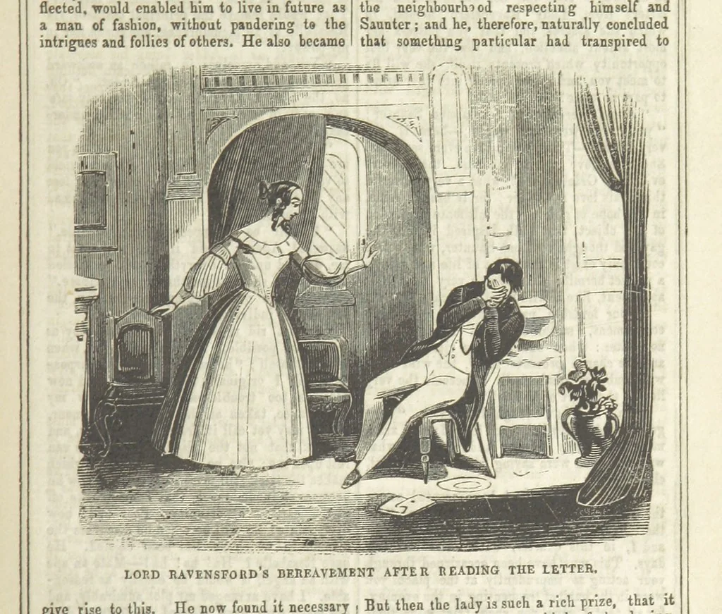 An illustration from The Maniac Father, or the Victim of seduction; a romance of deep interest; by the author of “Ela the outcast” [i.e. T. P. Prest], etc, 1850, leaf 99
