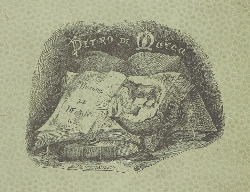 An illustration from Histoire de Béarn ... Nouvelle édition orne ... de plusieurs gravures, avec la vie de Marca, une généalogie, la bibliographie de ses œuvres ... Par M. l'abbé V. Dubarat, 1894, leaf 802