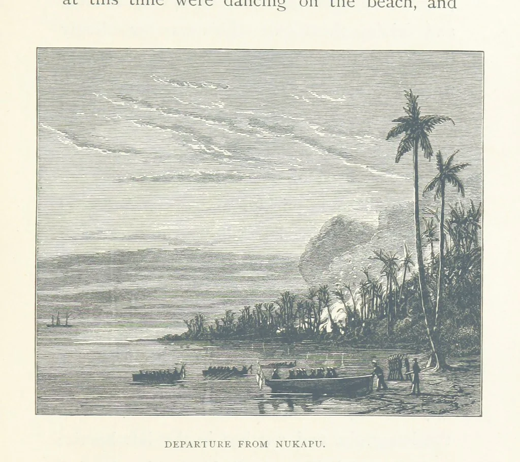 An illustration from The Cruise of the “Rosario” amongst the New Hebrides and Santa Cruz Islands. ... With map and illustrations, 1873, leaf 177