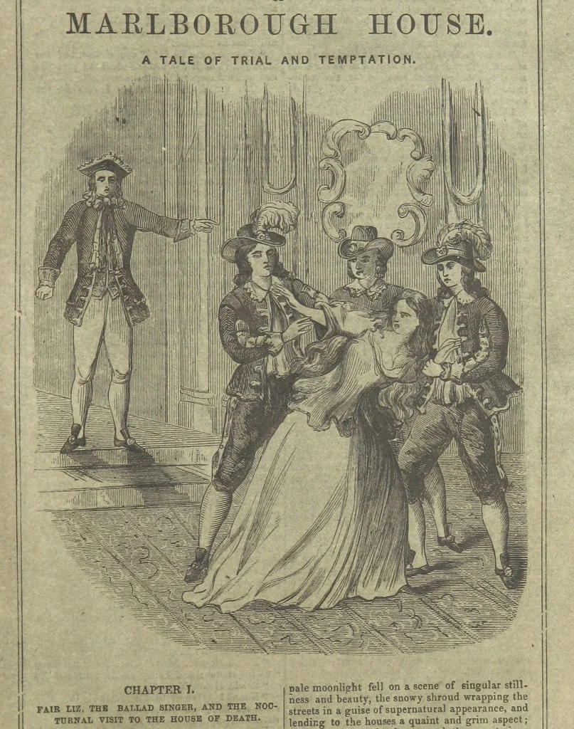 An illustration from The Mystery of Marlborough House. A tale of trial and temptation, 1866, leaf 9