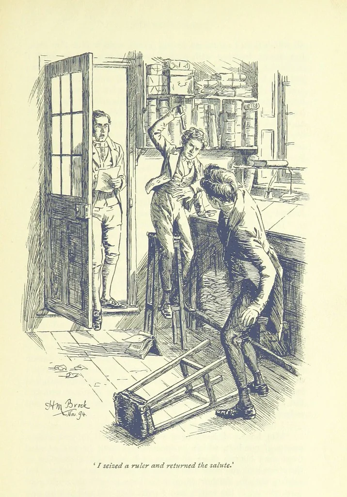 An illustration from Jacob Faithful ... Illustrated by H. M. Brock. With an introduction by David Hannay, 1895, leaf 187