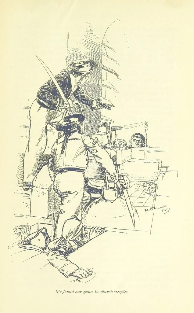 An illustration from Frank Mildmay ... Illustrated by H. R. Millar. With an introduction by David Hannay, 1897, leaf 213