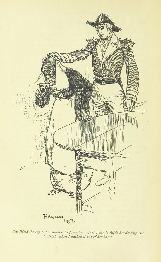 An illustration from Frank Mildmay ... Illustrated by H. R. Millar. With an introduction by David Hannay, 1897, leaf 274
