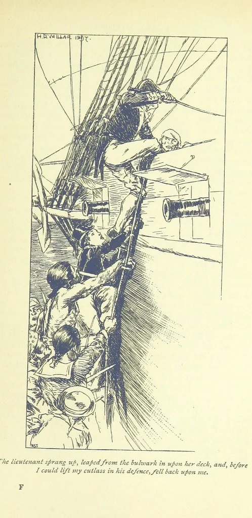 An illustration from Frank Mildmay ... Illustrated by H. R. Millar. With an introduction by David Hannay, 1897, leaf 91