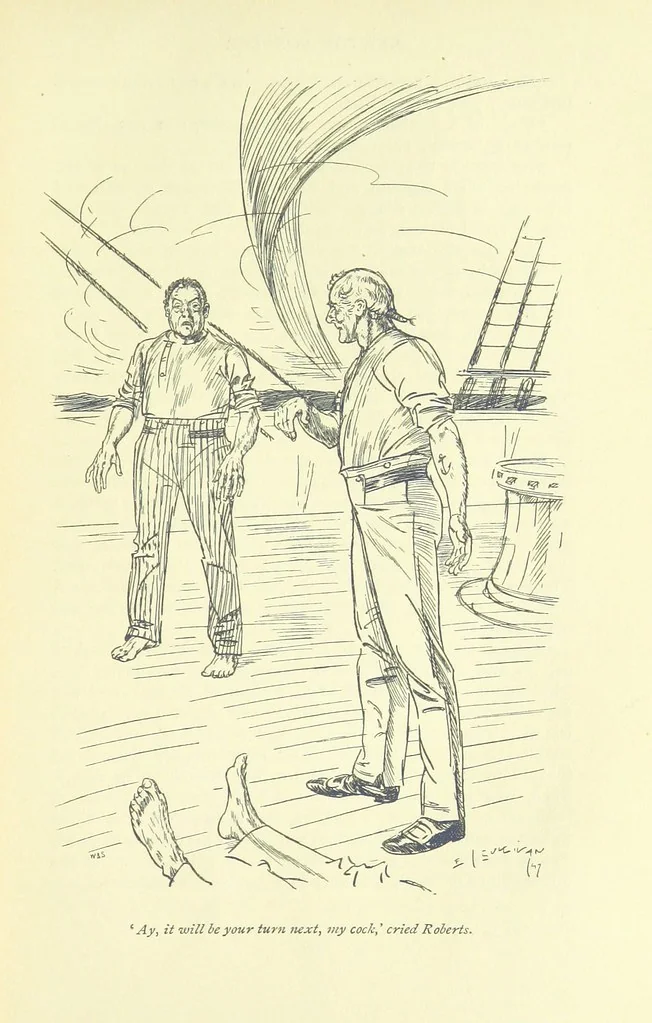 An illustration from Newton Forster ... With illustrations by E. J. Sullivan, and an introduction by David Hannay, 1897, leaf 103