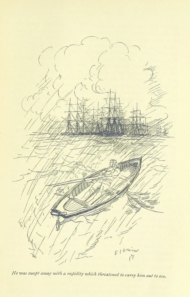 An illustration from Newton Forster ... With illustrations by E. J. Sullivan, and an introduction by David Hannay, 1897, leaf 117