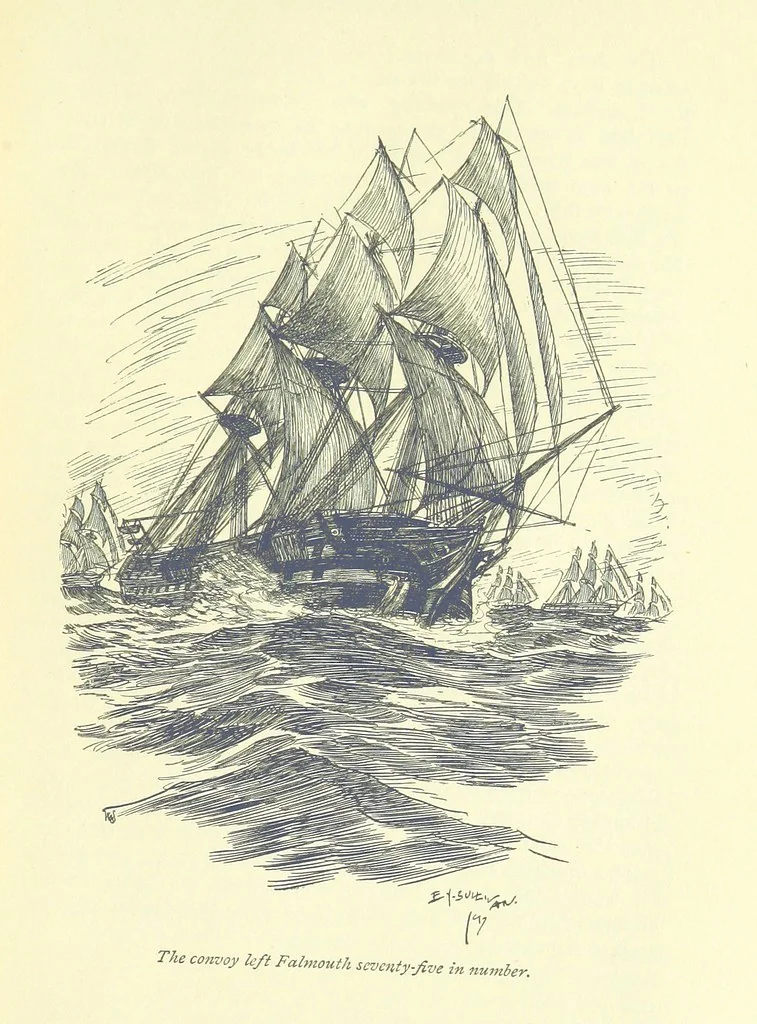 An illustration from Newton Forster ... With illustrations by E. J. Sullivan, and an introduction by David Hannay, 1897, leaf 123