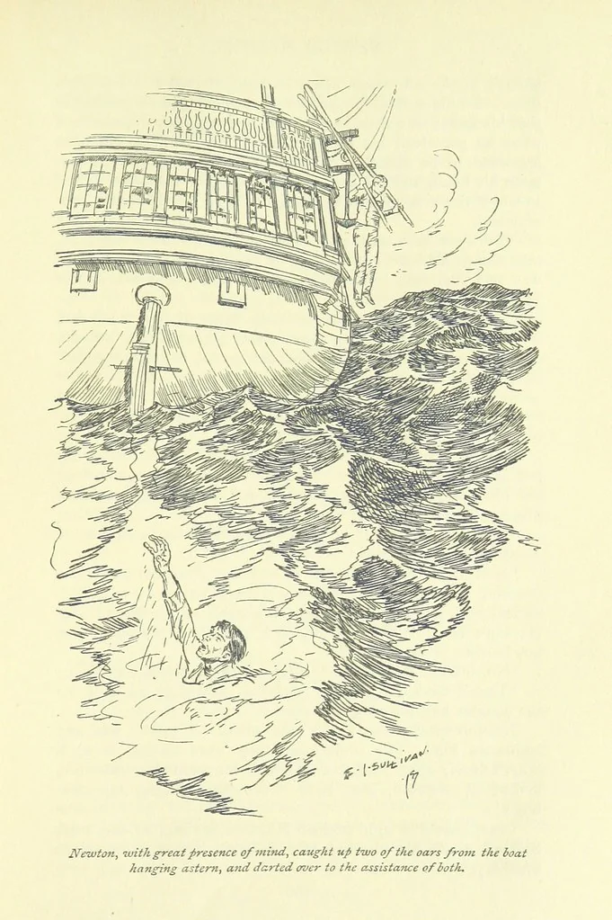 An illustration from Newton Forster ... With illustrations by E. J. Sullivan, and an introduction by David Hannay, 1897, leaf 191