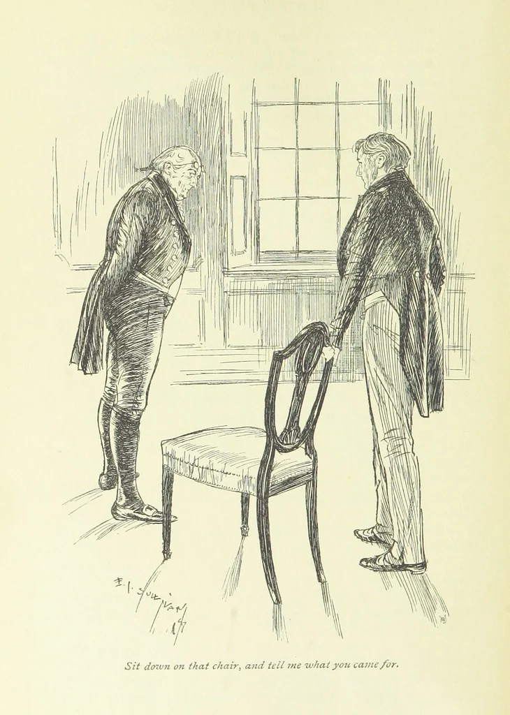 An illustration from Newton Forster ... With illustrations by E. J. Sullivan, and an introduction by David Hannay, 1897, leaf 226