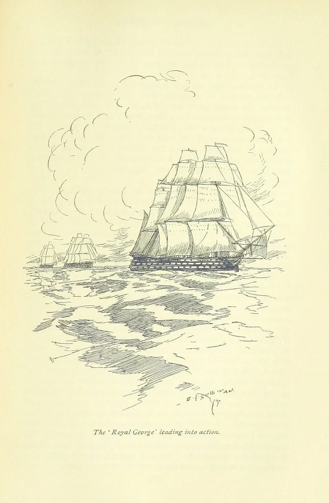 An illustration from Newton Forster ... With illustrations by E. J. Sullivan, and an introduction by David Hannay, 1897, leaf 327