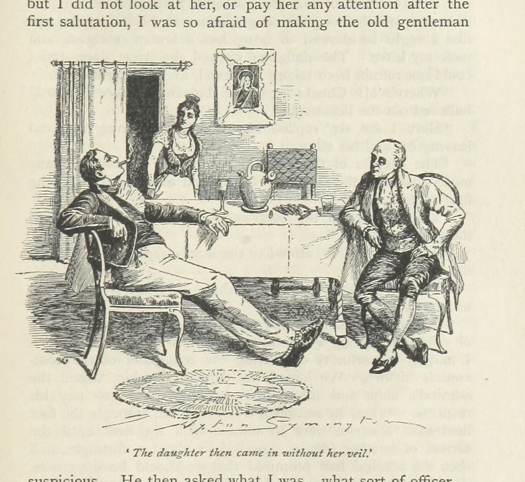An illustration from Peter Simple ... Illustrated by J. A. Symington, with an introduction by D. Hannay, 1895, leaf 159