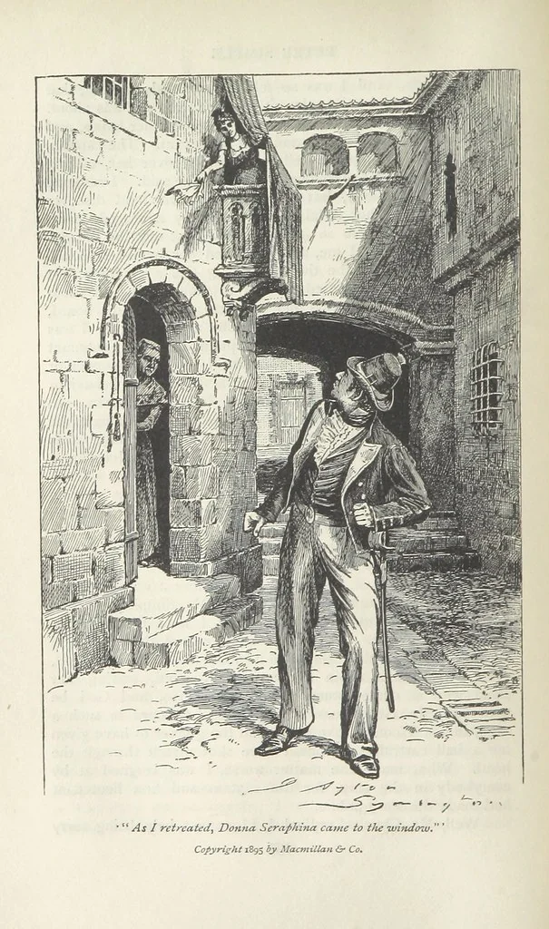 An illustration from Peter Simple ... Illustrated by J. A. Symington, with an introduction by D. Hannay, 1895, leaf 172
