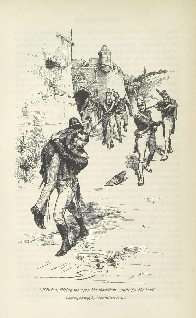 An illustration from Peter Simple ... Illustrated by J. A. Symington, with an introduction by D. Hannay, 1895, leaf 178