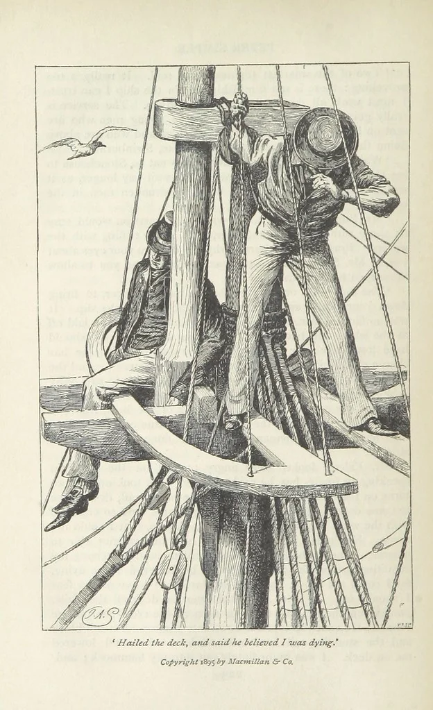 An illustration from Peter Simple ... Illustrated by J. A. Symington, with an introduction by D. Hannay, 1895, leaf 260